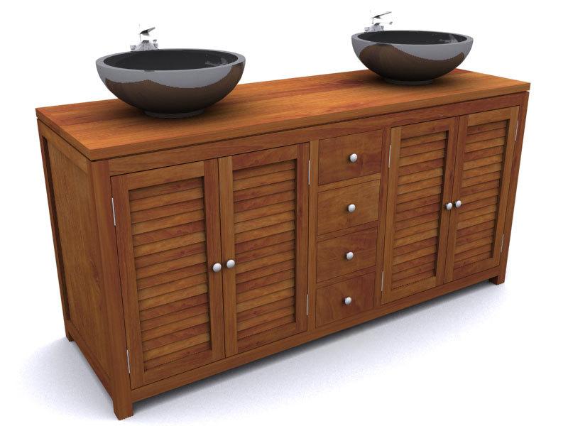 RIKA DOUBLE WASH BASIN/ TEAK WOOD/ WATER BASED/ SINGLE WRAP PAPER