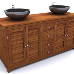 RIKA DOUBLE WASH BASIN/ TEAK WOOD/ WATER BASED/ SINGLE WRAP PAPER